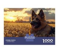 1000 Piece Jigsaw Puzzles for Adults Jigsaw German Shepherd in Golden Wheat Field Puzzles for Adults Brain Teaser Game Enhance Memory Fun Activities at Home 52x38cm/1000pcs