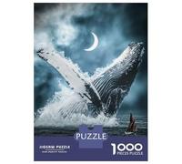 1000 Piece Jigsaw Puzzles for Adults Jigsaw Giant Blue Whale And Boat Puzzles for Adults Brain Teaser Game Enhance Memory Fun Activities at Home 38x26cm/1000pcs