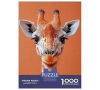 1000 Piece Jigsaw Puzzles for Adults Jigsaw Giraffe Portrait on Orange Background Jigsaw Puzzle Toy Wall Decor But Fun And Humorous Fun at Home Activities, 52x38cm/1000pcs