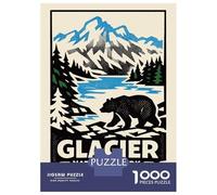 1000 Piece Jigsaw Puzzles for Adults Jigsaw Glacier National Park Vintage Poster Jigsaw Puzzle Toy Wall Decor But Fun And Humorous Fun at Home Activities, 38x26cm/1000pcs