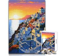 1000 Piece Jigsaw Puzzles for Adults Jigsaw Glow of Santorini Greece Impossible Game Presents for Women Anti-Stress Toys Size 50x75cm