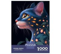 1000 Piece Jigsaw Puzzles for Adults Jigsaw Glowing Egyptian Mau Cat with Floral Design Animal Jigsaw Puzzle Toy Wall Decor But Fun And Humorous Fun at Home Activities, 70x50cm/1000pcs