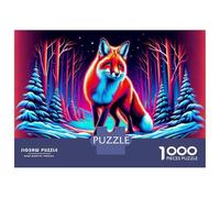 1000 Piece Jigsaw Puzzles for Adults Jigsaw Glowing Neon Fox Art Print Jigsaws for Adults Relaxing Games Analysis And Logic Fun at Home Activities, 52x38cm/1000pcs