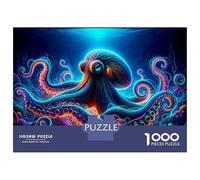 1000 Piece Jigsaw Puzzles for Adults Jigsaw Glowing Octopus Art Print Jigsaw for Adults Family Games Birthday Present Unique Birthday And Xmas Gifts 52x38cm/1000pcs
