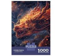 1000 Piece Jigsaw Puzzles for Adults Jigsaw Glowing Red Dragon Puzzles for Adults Brain Teaser Game Enhance Memory Fun Activities at Home 70x50cm/1000pcs