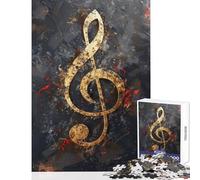 1000 Piece Jigsaw Puzzles for Adults Jigsaw Gold Music Notes Fun Games for The Whole Family Educational Toy Suitable for Desktop Decoration (26X38cm)
