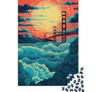 1000 Piece Jigsaw Puzzles for Adults Jigsaw Golden Gate Bridge Sunset-2 Jigsaw for Adults Relax Games Improve Memory Challenging Game Gifts 38x26cm/1000pcs
