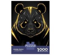 1000 Piece Jigsaw Puzzles for Adults Jigsaw Golden Panda Portrait on Black Background Adult Puzzles Relax Games Enhance Memory Challenging Game Gifts 52x38cm/1000pcs