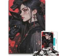 1000 Piece Jigsaw Puzzles for Adults Jigsaw Gothic Woman with Wolves Portrait Beautiful Design Game Birthday Present Gift For Birthdays 38x26cm(1000pcs)