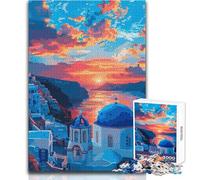 1000 Piece Jigsaw Puzzles for Adults Jigsaw Greece Santorini Pixel Art Practical Game Difficult Challenge Secret Santa Gifts Size 50x75cm