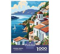 1000 Piece Jigsaw Puzzles for Adults Jigsaw Greek Island Landscape Jigsaw for Adults Relax Games Improve Memory Challenging Game Gifts 38x26cm/1000pcs