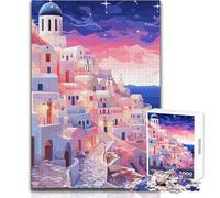 1000 Piece Jigsaw Puzzles for Adults Jigsaw Greek Santorini Evening Practical Game Difficult Challenge Secret Santa Gifts Size 38x52cm