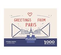 1000 Piece Jigsaw Puzzles for Adults Jigsaw Greetings from Paris France Travel Puzzles for Adults Brain Teaser Game Enhance Memory Fun Activities at Home 70x50cm/1000pcs