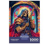 1000 Piece Jigsaw Puzzles for Adults Jigsaw Grim Reaper Stained Glass Jigsaws for Adults Toy Wall Decor Staycation Kill Time Unique Birthday And Xmas Gifts 38x26cm/1000pcs