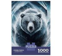 1000 Piece Jigsaw Puzzles for Adults Jigsaw Grizzly Bear Breaking Ice Puzzles for Adults Relax Games Birthday Present Christmas Birthday Gifts 38x26cm/1000pcs