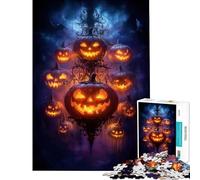 1000 Piece Jigsaw Puzzles for Adults Jigsaw Halloween Pumpkins Glowing in The Dark for Educational Game Challenge Toy Practical Game Stress Reliever Funny Gifts (Size 50x75cm)