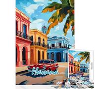 1000 Piece Jigsaw Puzzles for Adults Jigsaw Havana Street Scene Brain Teaser Game Wall Decoration Educational Toy Gifts for Friends And Family (50X75cm)
