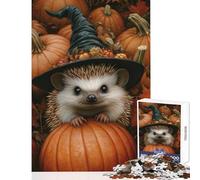 1000 Piece Jigsaw Puzzles for Adults Jigsaw Hedgehog in Witch Hat Toy Wall Decor Birthday Gift Hands-on Game Enhance Love between Couples Size 38x26cm