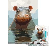 1000 Piece Jigsaw Puzzles for Adults Jigsaw Hippopotamus Cute Jigsaws for Adults Relax Games Analysis And Logic Fun Activities at Home (Size 38x26cm)