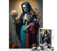 1000 Piece Jigsaw Puzzles for Adults Jigsaw Holy Death with Rose Globe Toy Wall Decor Birthday Gift Hands-on Game Enhance Love between Couples Size 50x75cm