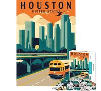 1000 Piece Jigsaw Puzzles for Adults Jigsaw Houston Texas Travel Art Practical Game Toy Intellectual Game Art Work Gifts Birthday Present (Size 50x75cm)