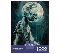 1000 Piece Jigsaw Puzzles for Adults Jigsaw Howling Wolf Moon Night Adult Jigsaw Puzzle Toy Wall Decor A Work of Art Fun Activities at Home 70x50cm/1000pcs