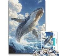 1000 Piece Jigsaw Puzzles for Adults Jigsaw Humpback Whale Leap Brainteaser Family Games Wall Decoration Gifts Ideas (38x52cm)