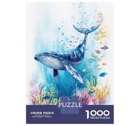 1000 Piece Jigsaw Puzzles for Adults Jigsaw Humpback Whale Watercolor Adult Jigsaw Puzzle Hands-on Game Perfect Decoration Challenging Game Gifts 52x38cm/1000pcs