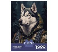 1000 Piece Jigsaw Puzzles for Adults Jigsaw Husky Camo Jacket Puzzles for Adults Brain Teaser Game Enhance Memory Fun Activities at Home 70x50cm/1000pcs