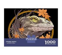 1000 Piece Jigsaw Puzzles for Adults Jigsaw Iguana Portrait with Autumn Leaves Puzzles for Adults Relax Games Birthday Present Christmas Birthday Gifts 38x26cm/1000pcs