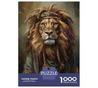 1000 Piece Jigsaw Puzzles for Adults Jigsaw Jamaican Reggae Rasta Lion Adult Puzzles Toy Wall Decor Presents for Women Christmas Birthday Gifts 38x26cm/1000pcs