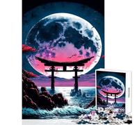 1000 Piece Jigsaw Puzzles for Adults Jigsaw Japanese Landscape Moon Educational Games Home Art Decor DIY Toys Help The Brain Exercise (26X38cm)