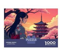 1000 Piece Jigsaw Puzzles for Adults Jigsaw Japanese Woman Sunset Pagoda Puzzle for Adults Hands-on Game Analysis And Logic Challenging Game Gifts 38x26cm/1000pcs