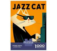 1000 Piece Jigsaw Puzzles for Adults Jigsaw Jazz Cat Poster - Club Jazz Jigsaw Puzzle Toy Wall Decor But Fun And Humorous Fun at Home Activities, 38x26cm/1000pcs