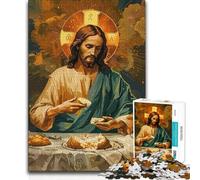 1000 Piece Jigsaw Puzzles for Adults Jigsaw Jesus Breaking Bread Wall Decoration Birthday Gifts Suitable for Ages 14 And Up (size 38x26cm)