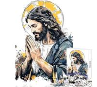 1000 Piece Jigsaw Puzzles for Adults Jigsaw Jesus Christ in Prayer Illustration Hands-on Game Enhance Memory Home Decoration Toys Gifts for Friends And Family (38x52cm)