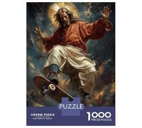 1000 Piece Jigsaw Puzzles for Adults Jigsaw Jesus Skateboarding Adult Jigsaw Puzzle Toy Wall Decor A Work of Art Fun Activities at Home 38x26cm/1000pcs