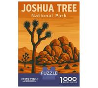1000 Piece Jigsaw Puzzles for Adults Jigsaw Joshua Tree National Park Poster Vintage Desert Vector Travel Print Adult Puzzles Relax Games Enhance Memory Challenging Game Gifts 52x38cm/1000pcs