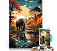 1000 Piece Jigsaw Puzzles for Adults Jigsaw jungle elephant Made of cardboard for ages 14 and over educational learning Great Gift。size：26x38cm/10.24x14.96inch