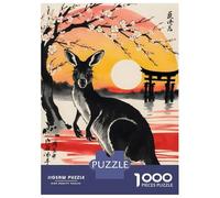 1000 Piece Jigsaw Puzzles for Adults Jigsaw Kangaroo Japan Painting Puzzles for Adults Brain Teaser Game Enhance Memory Fun Activities at Home 70x50cm/1000pcs
