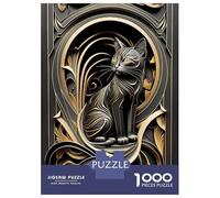 1000 Piece Jigsaw Puzzles for Adults Jigsaw King Cat Golden Art Deco Puzzles for Adults Toy Wall Decor Perfect Decoration Challenging Game Gifts 38x26cm/1000pcs