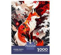 1000 Piece Jigsaw Puzzles for Adults Jigsaw Kitsune with Red Moon Jigsaw Puzzle Toy Wall Decor But Fun And Humorous Fun at Home Activities, 70x50cm/1000pcs