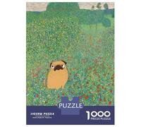 1000 Piece Jigsaw Puzzles for Adults Jigsaw Klimt Poppies Pug Flowers Puzzles for Adults Toy Wall Decor Perfect Decoration Challenging Game Gifts 52x38cm/1000pcs
