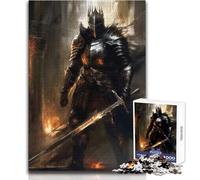 1000 Piece Jigsaw Puzzles for Adults Jigsaw Knight Amidst Flames Challenging Game Toys Difficult Challenge Gifts Ideas Size 50x75cm