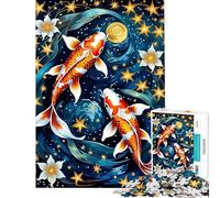 1000 Piece Jigsaw Puzzles for Adults Jigsaw Koi Fish Starry Night Jigsaws for Adults Relax Games Analysis And Logic Fun Activities at Home (Size 38x26cm)