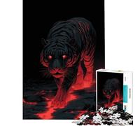 1000 Piece Jigsaw Puzzles for Adults Jigsaw Lava Tiger with Red Glowing Eyes Jigsaw Puzzle 1000 Home Decoration Toys Presents for Women Gifts for Friends And Family (50x75cm)
