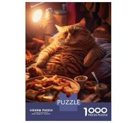 1000 Piece Jigsaw Puzzles for Adults Jigsaw Lazy Fat Cat Food Snacks Jigsaw Puzzle Toy Wall Decor But Fun And Humorous Fun at Home Activities, 52x38cm/1000pcs