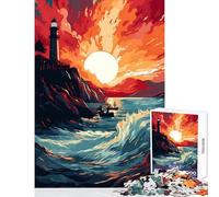 1000 Piece Jigsaw Puzzles for Adults Jigsaw Lighthouse in The Storm Toy Wall Decor Gift Birthday Impossible Game Fun Activities at Home Size 50x75cm