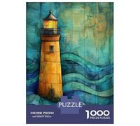 1000 Piece Jigsaw Puzzles for Adults Jigsaw Lighthouse on The Sea Lighthouse over Abstract Sea Adult Jigsaw Fun Games Hand Speed Race Fun Activities at Home 52x38cm/1000pcs