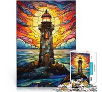 1000 Piece Jigsaw Puzzles for Adults Jigsaw Lighthouse Stained Glass Lustige Spiele Einzigartige Wohndekoration und Geschenke75x50cm